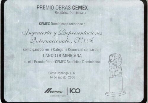 II Premio Obras CEMEX – Republica Dominicana Ganador Categoría COMERCIAL