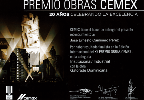 Premio Obras CEMEX – Republica Dominicana Finalista en la Edición Internacional del XX PREMIO OBRAS CEMEX