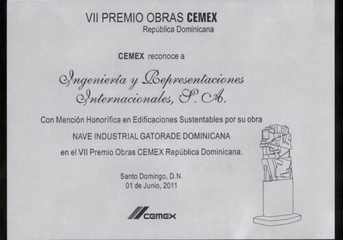 VII Premios Obras CEMEX – Republica  Dominicana  - Mención Honorifica en Edificaciones Sustentables